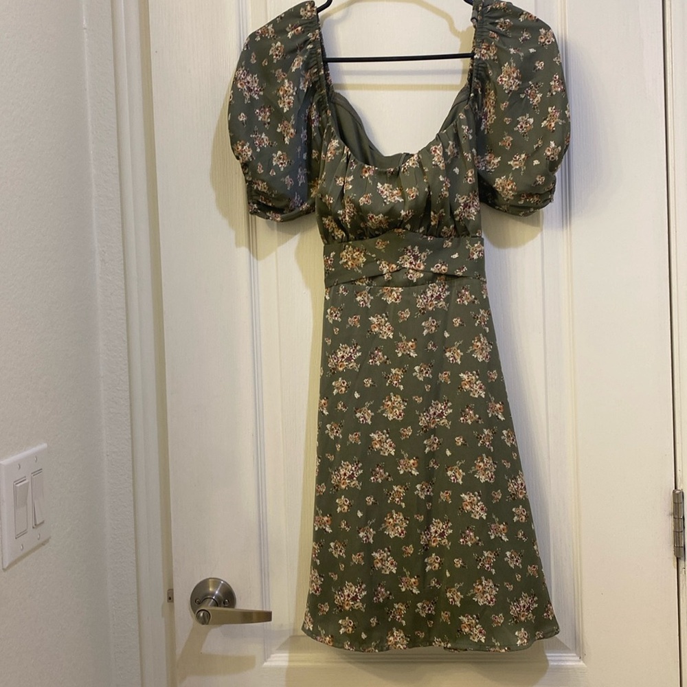 Altrd State green off the shoulder floral dress
